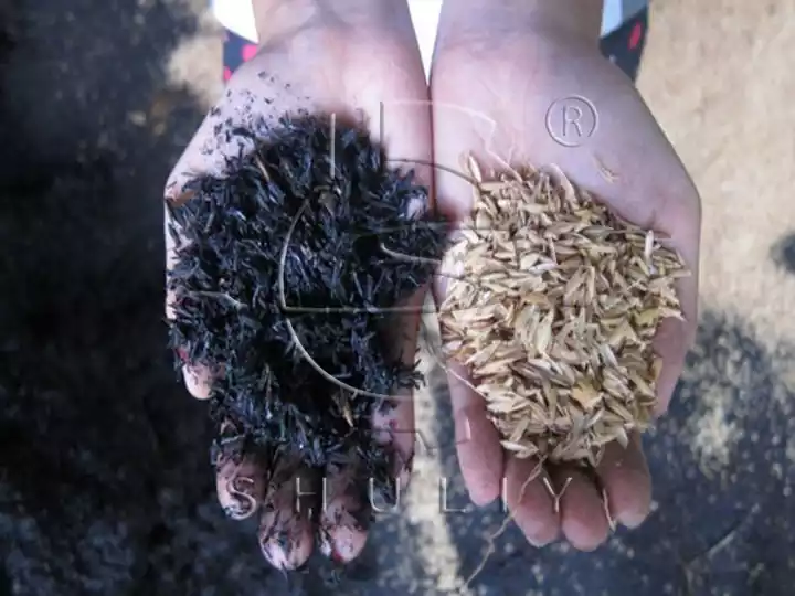 casca de arroz em carvão de casca de arroz